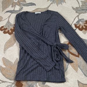 Gray wrap top